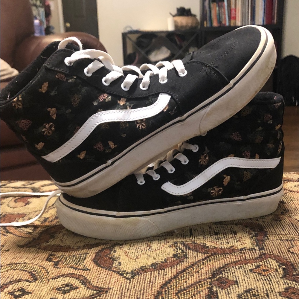 Vans Black High-Tops with Butterfly Design